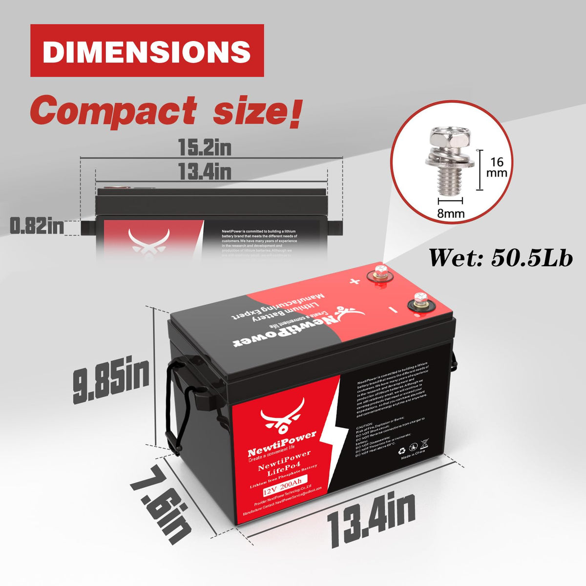 12V 200Ah Lithium LiFePO4 Battery with 150A BMS A305274