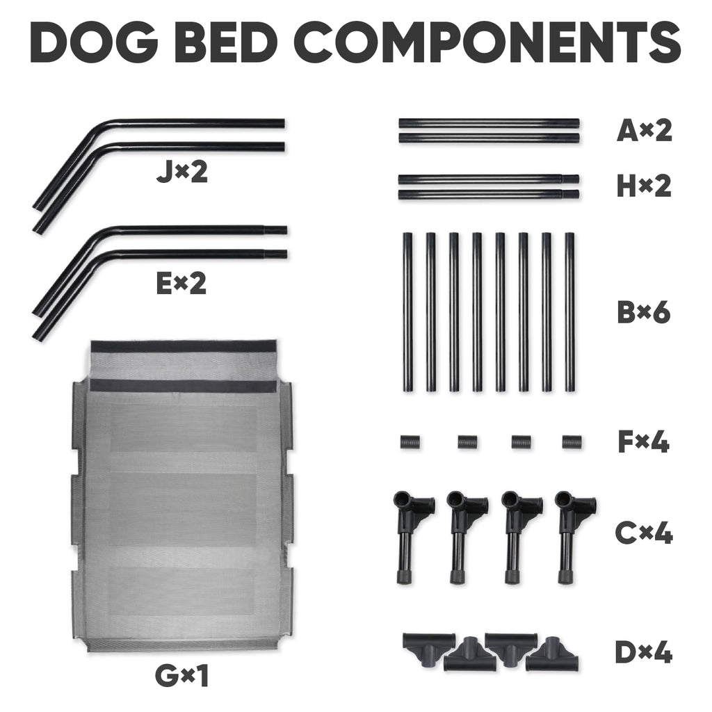 Elevated Dog Bed with Metal Frame, X-Large Grey R6544