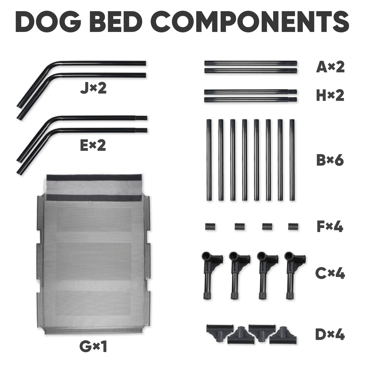 Elevated Dog Bed with Metal Frame, X-Large Grey R6544
