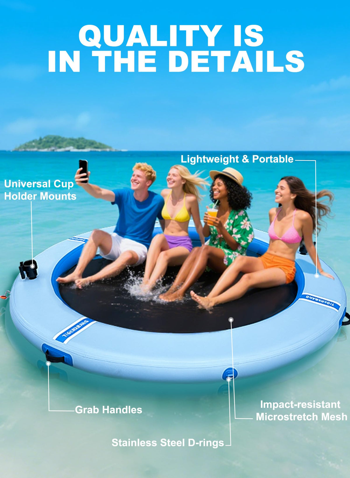 Inflatable Water Hammock with Cup Holder J569