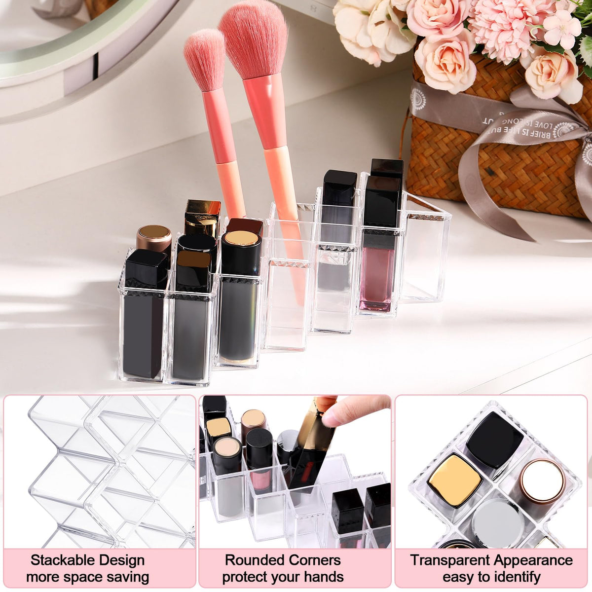 4 Pack 64 Slots Acrylic Lipstick Organizer S14990