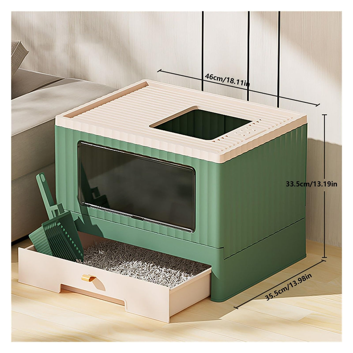Foldable Cat Litter Box with Lid R179322