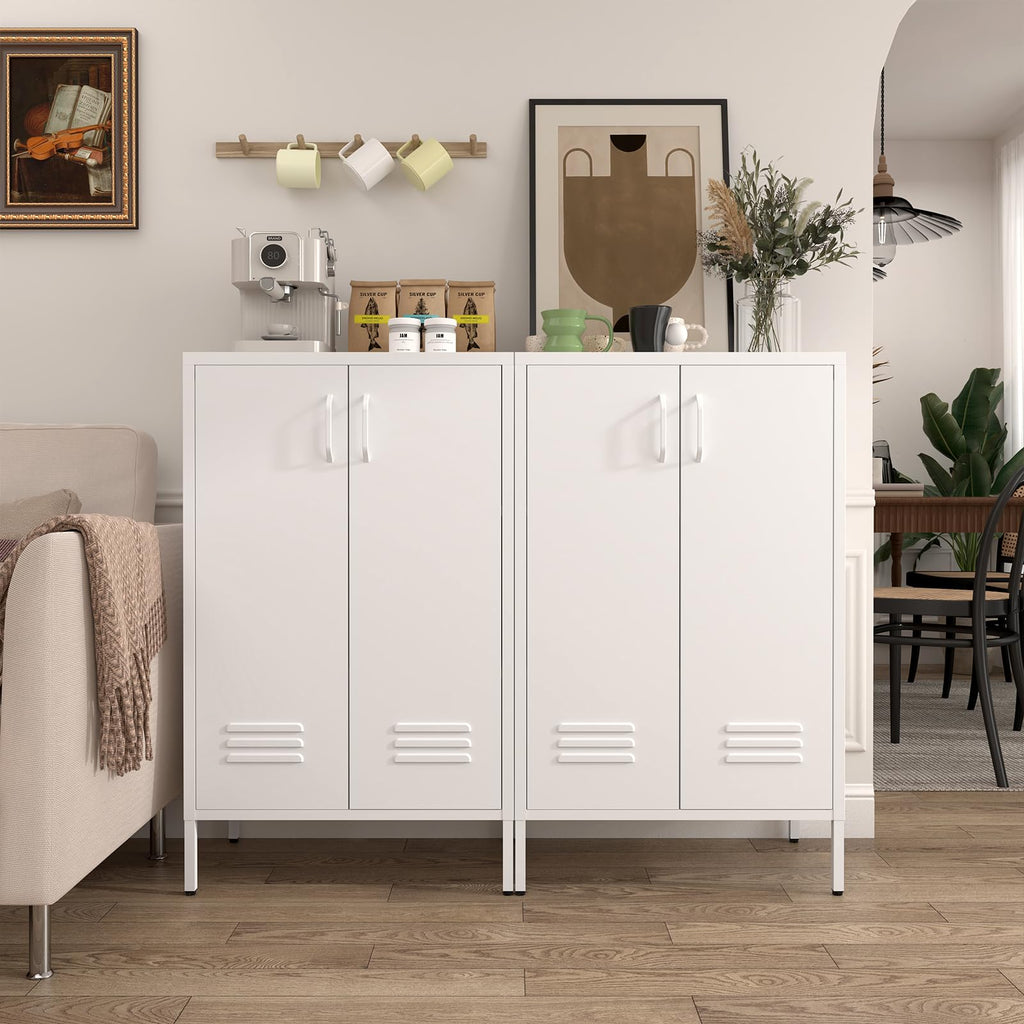 White 2 Door Metal Storage Cabinet with Shelves S20651