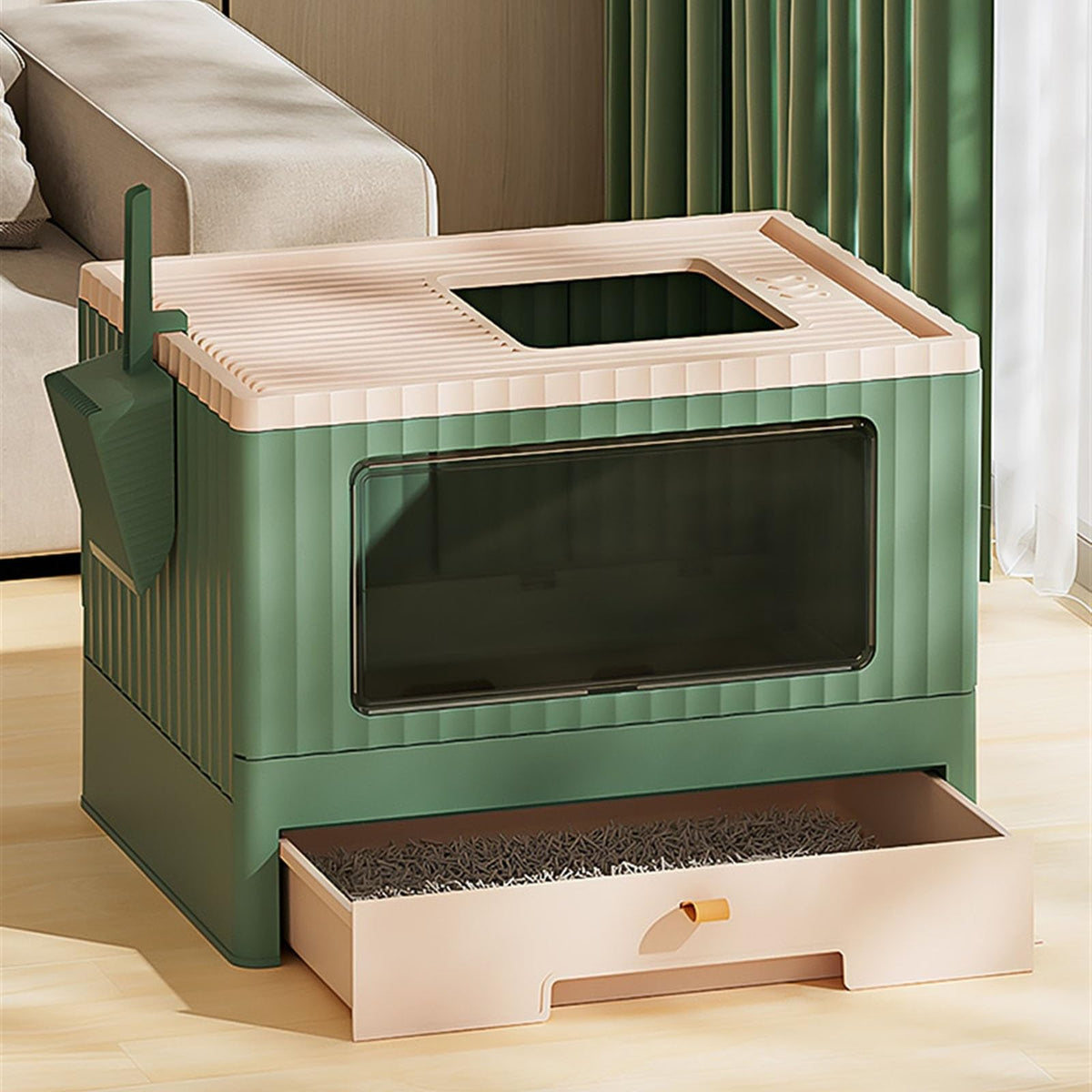 Foldable Cat Litter Box with Lid R179322