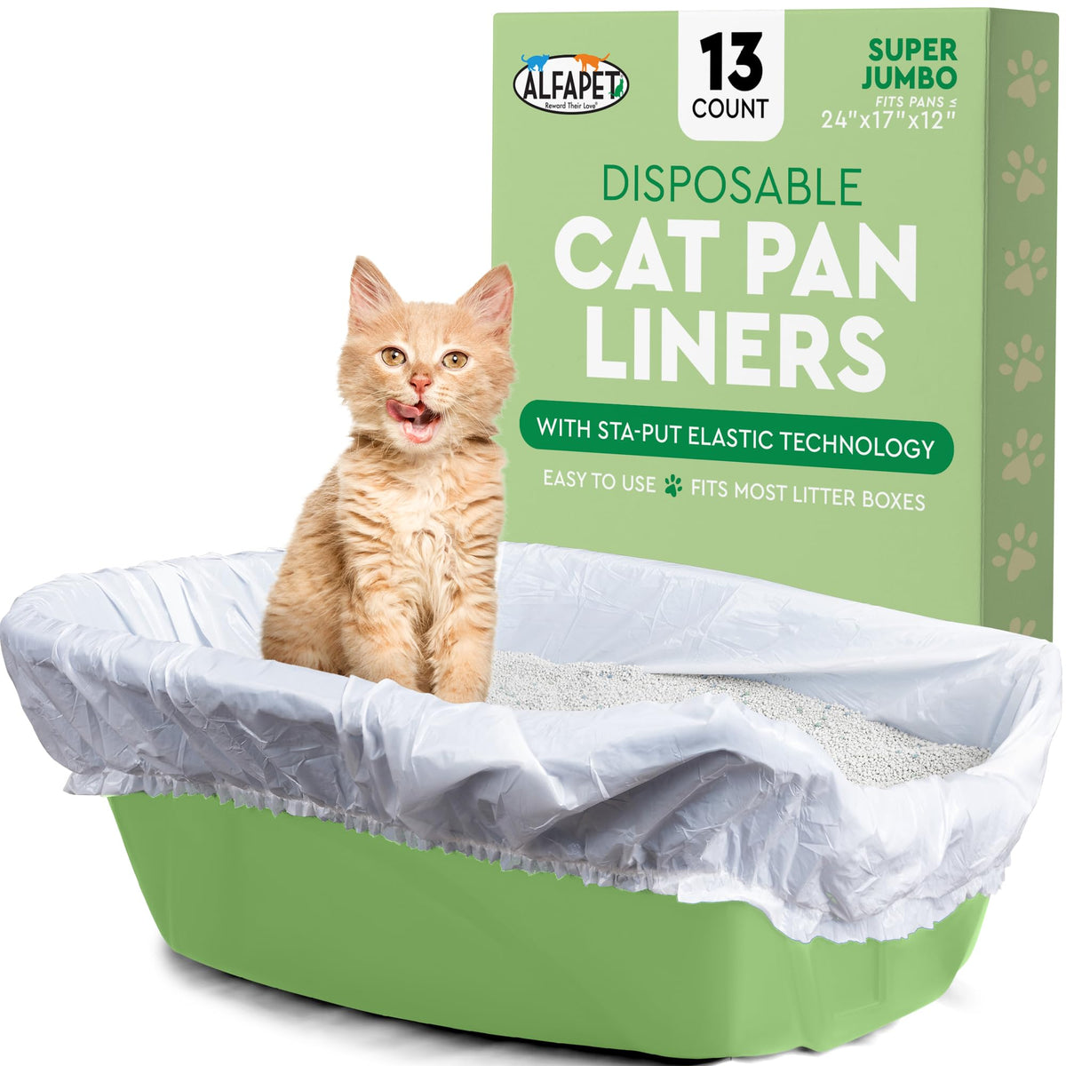 Elastic Cat Litter Box Liners, 13 Count Super Jumbo K5121