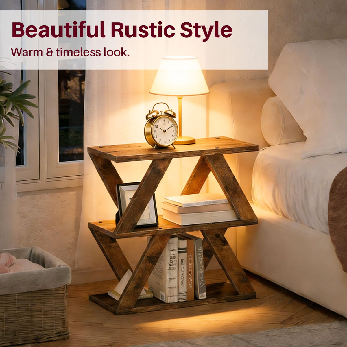 3 Tier Side Table with Storage Shelves Y391
