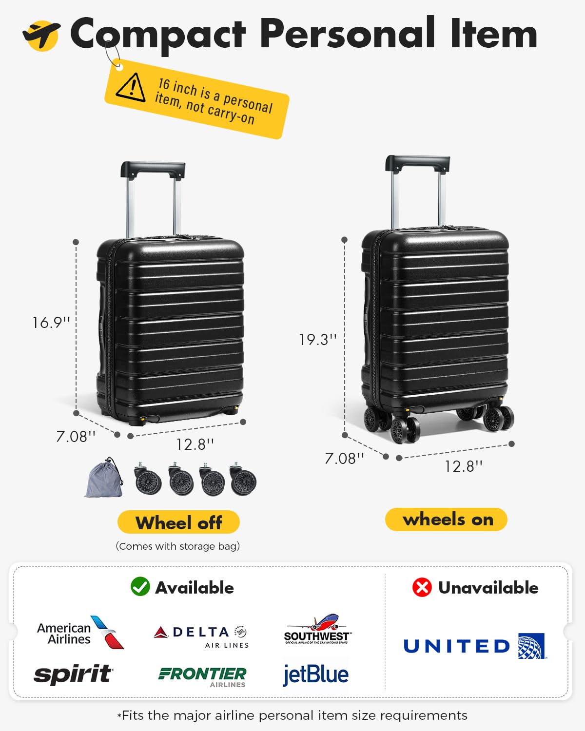 16 Inch Underseat Carry On Luggage S62601