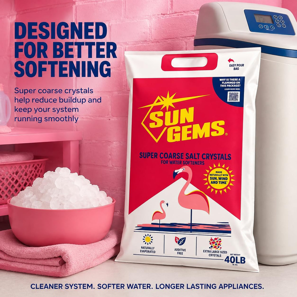 Super Coarse Water Softener Salt Crystals 40 lb 2 Pack H25220