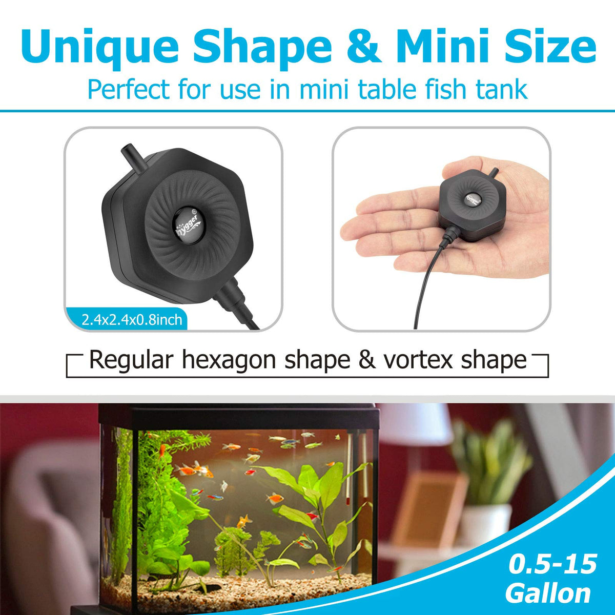 1.5W Mini Aquarium Air Pump with Air Tubing and Air Stone F706