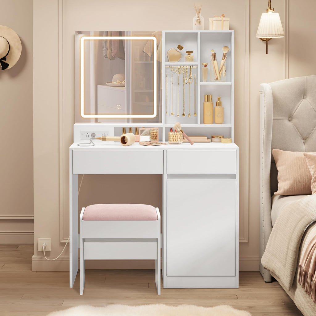 Vanity Desk with Mirror and Lights B768294
