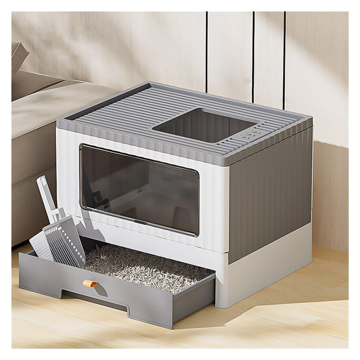 Foldable Cat Litter Box with Lid R179322