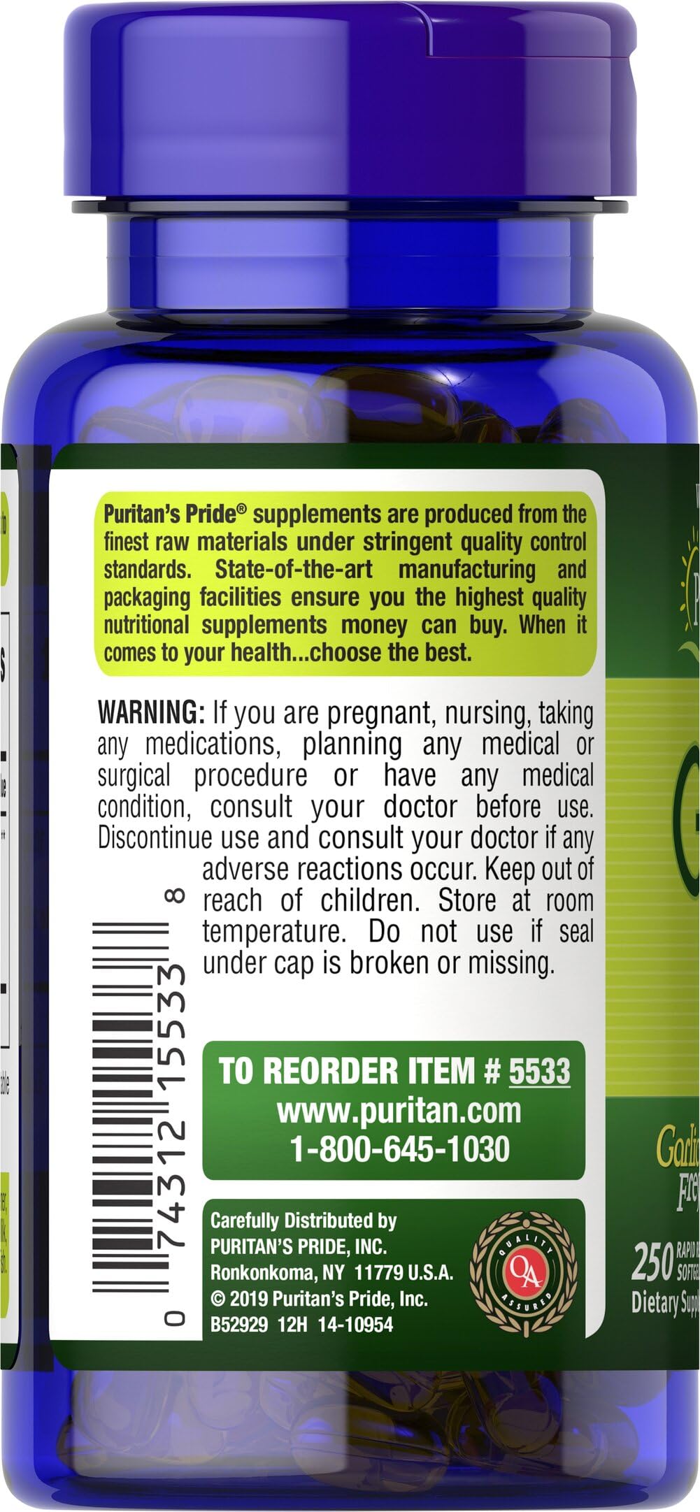 Odorless Garlic 10mg 250 Softgels X933240