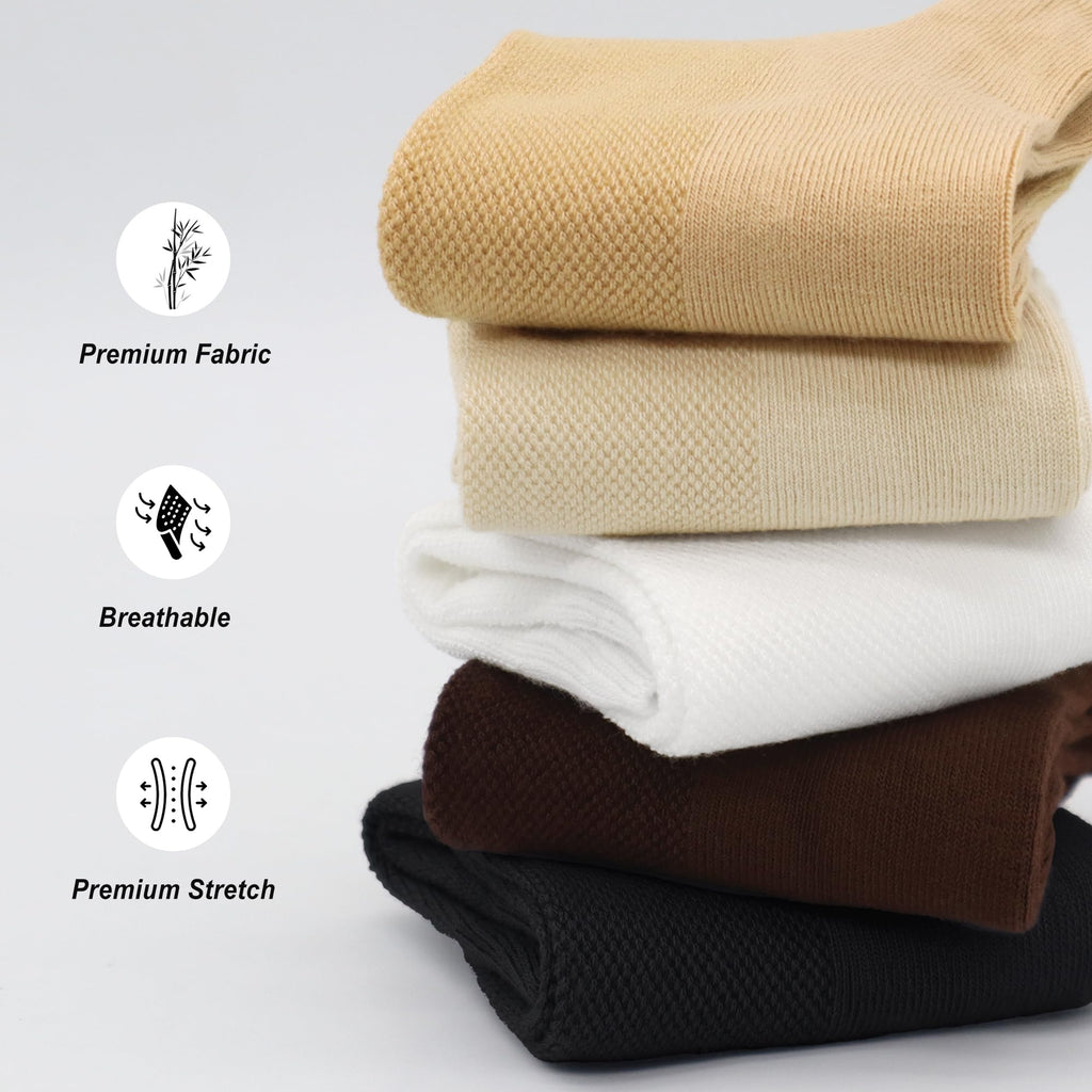 Women Thin Viscose Bamboo Above Ankle Crew Socks 5 Pairs X936912