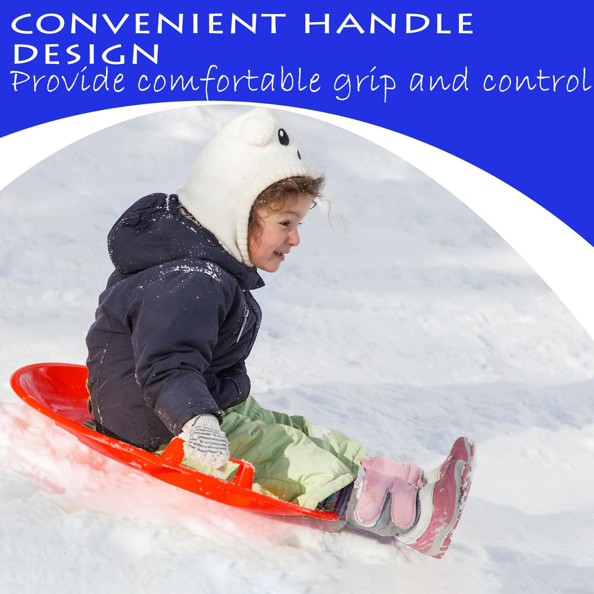 Heavy-Duty Cold Resistant Plastic Snow Sled with Handles L406