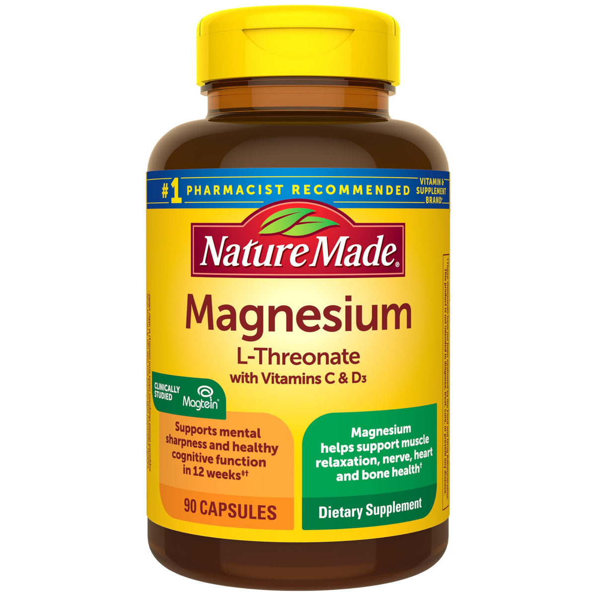Magnesium L-Threonate with Vitamin C & Vitamin D3, 90 Capsules F69486