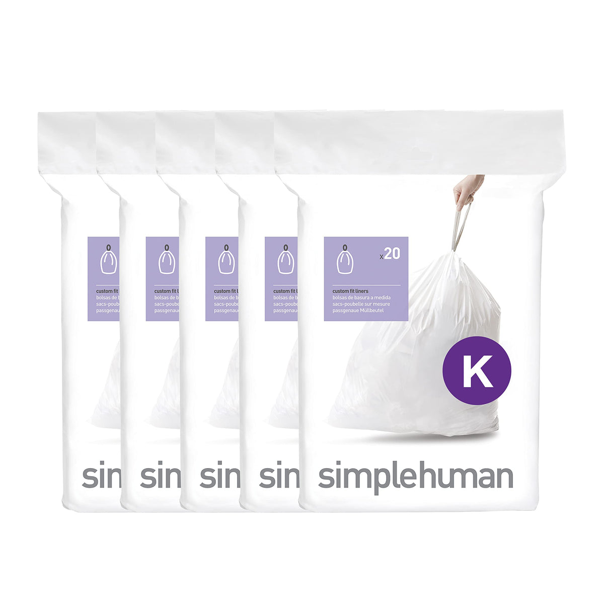 100 Count Drawstring Kitchen Trash Bags, 30-45 Liter, White K505097
