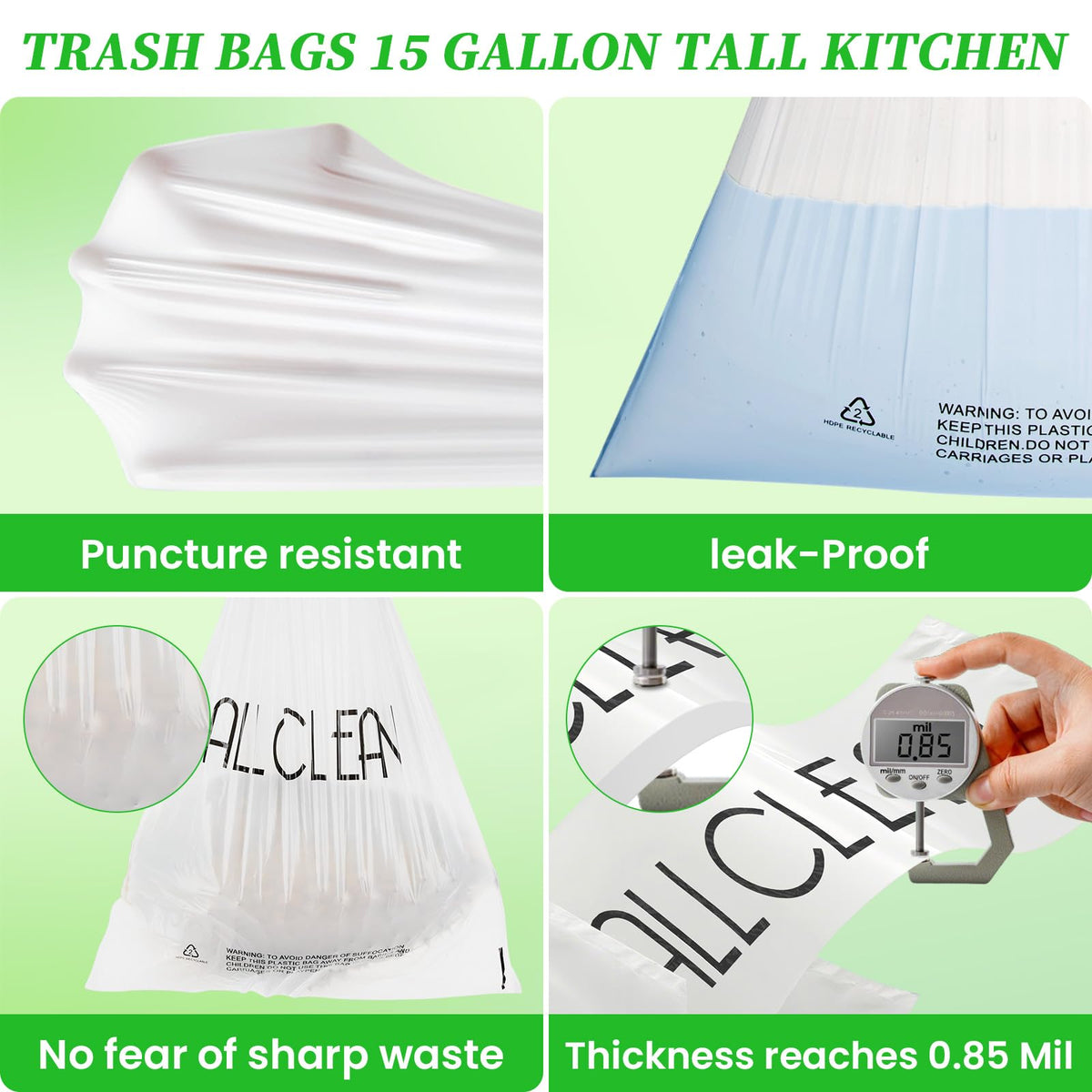 15 Gallon Drawstring Tall Kitchen Trash Bags S465