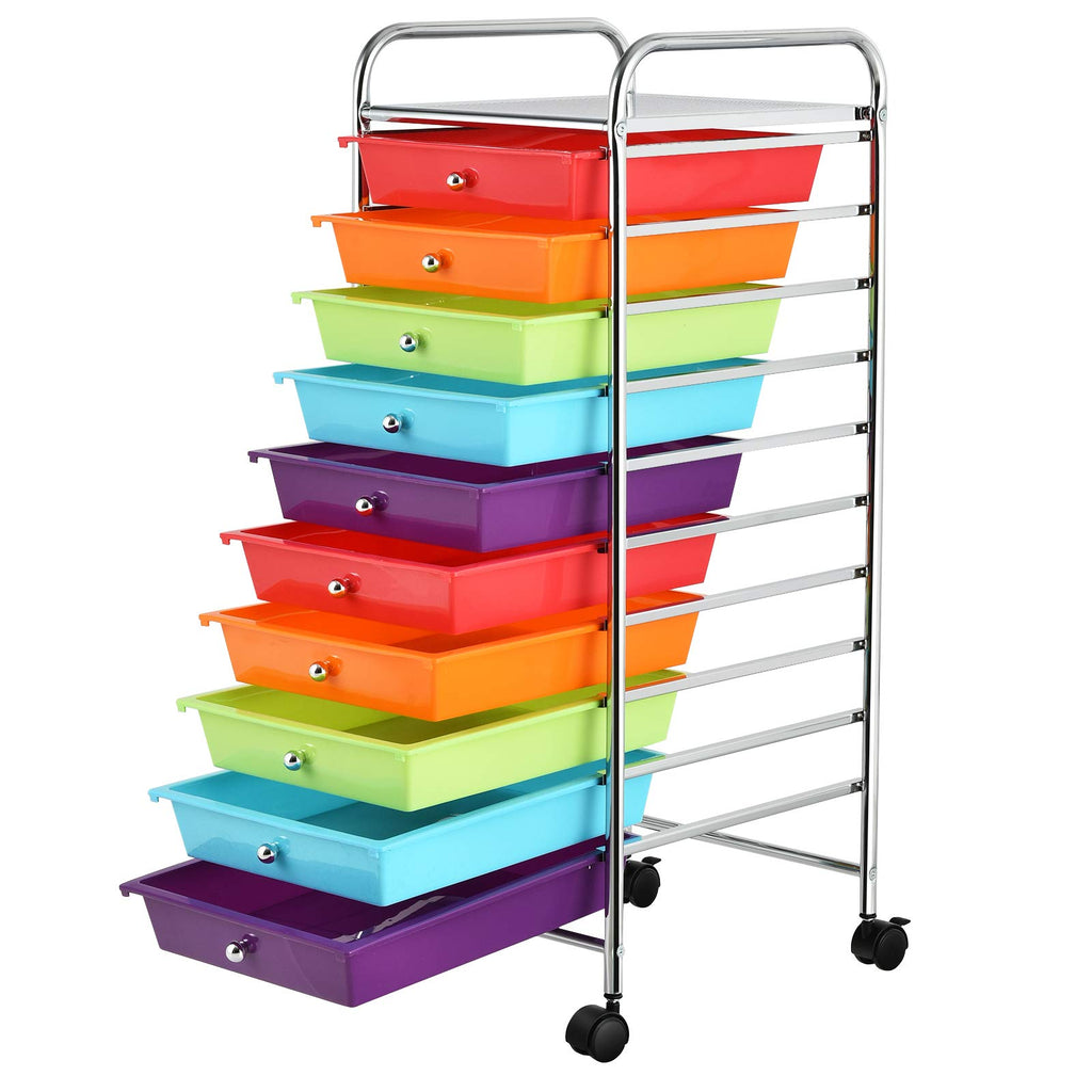 10 Drawer Multicolor Alloy Steel Storage Cart V3669