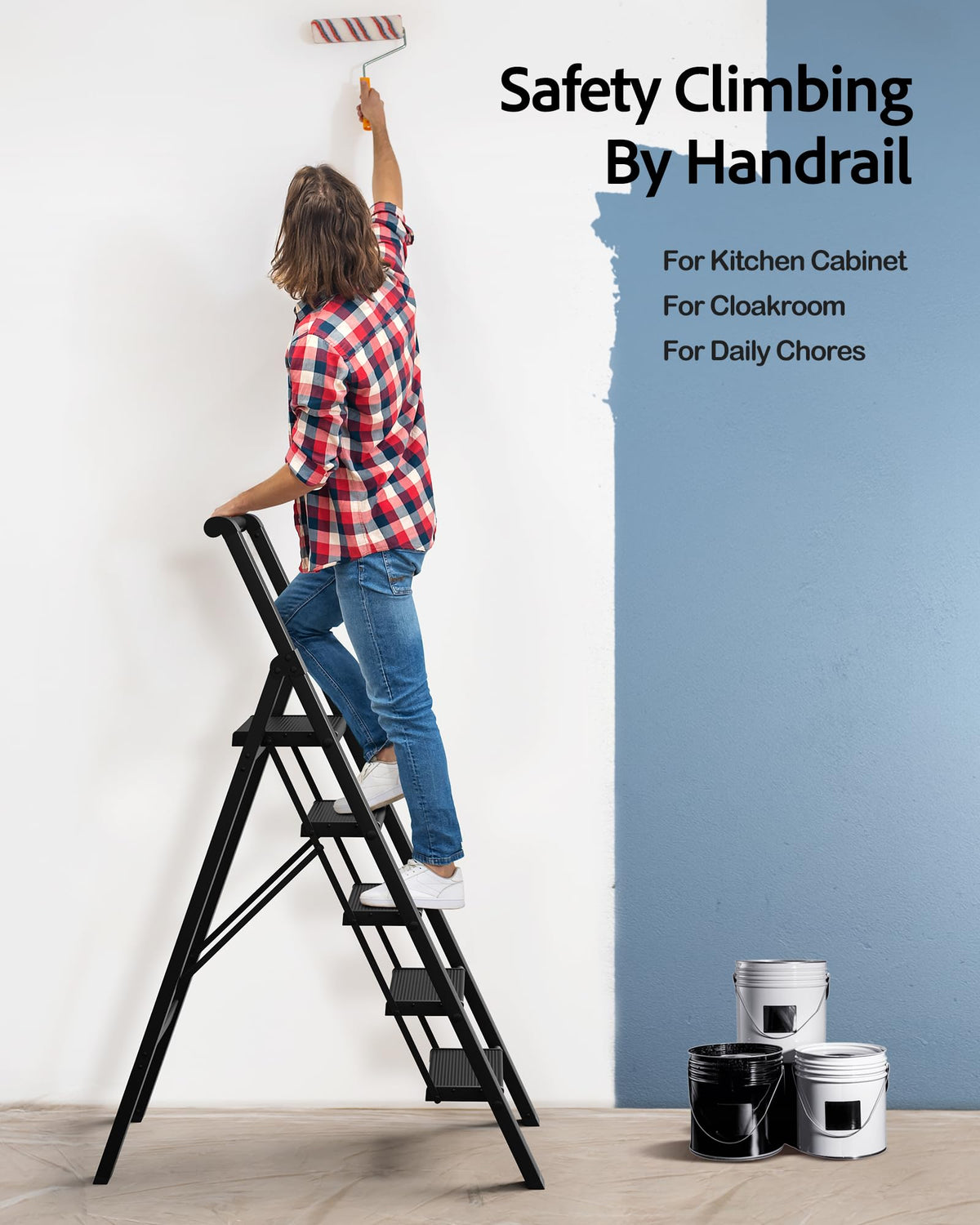 5 Step Aluminum Folding Ladder K8077