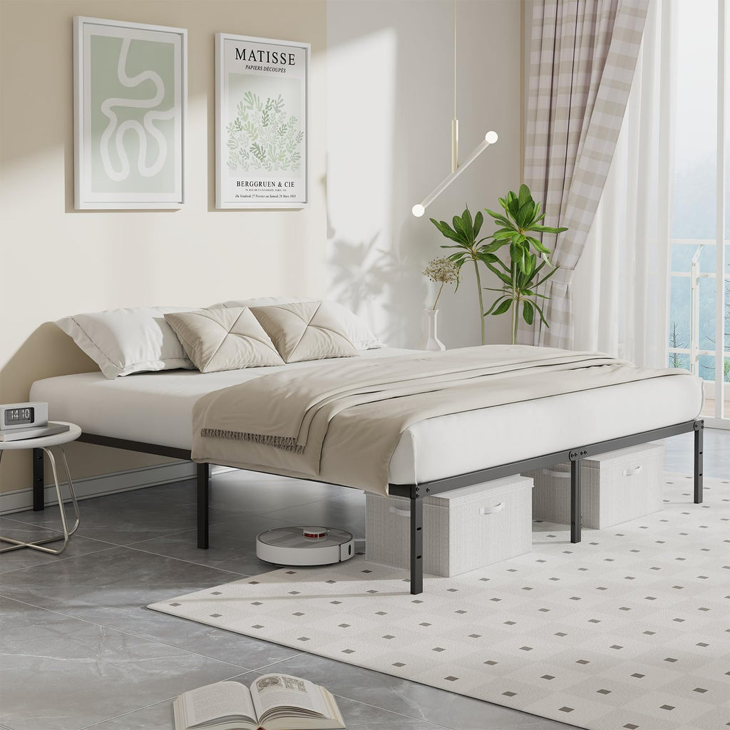 Queen 12 Inch Metal Platform Bed with Storage Y697132