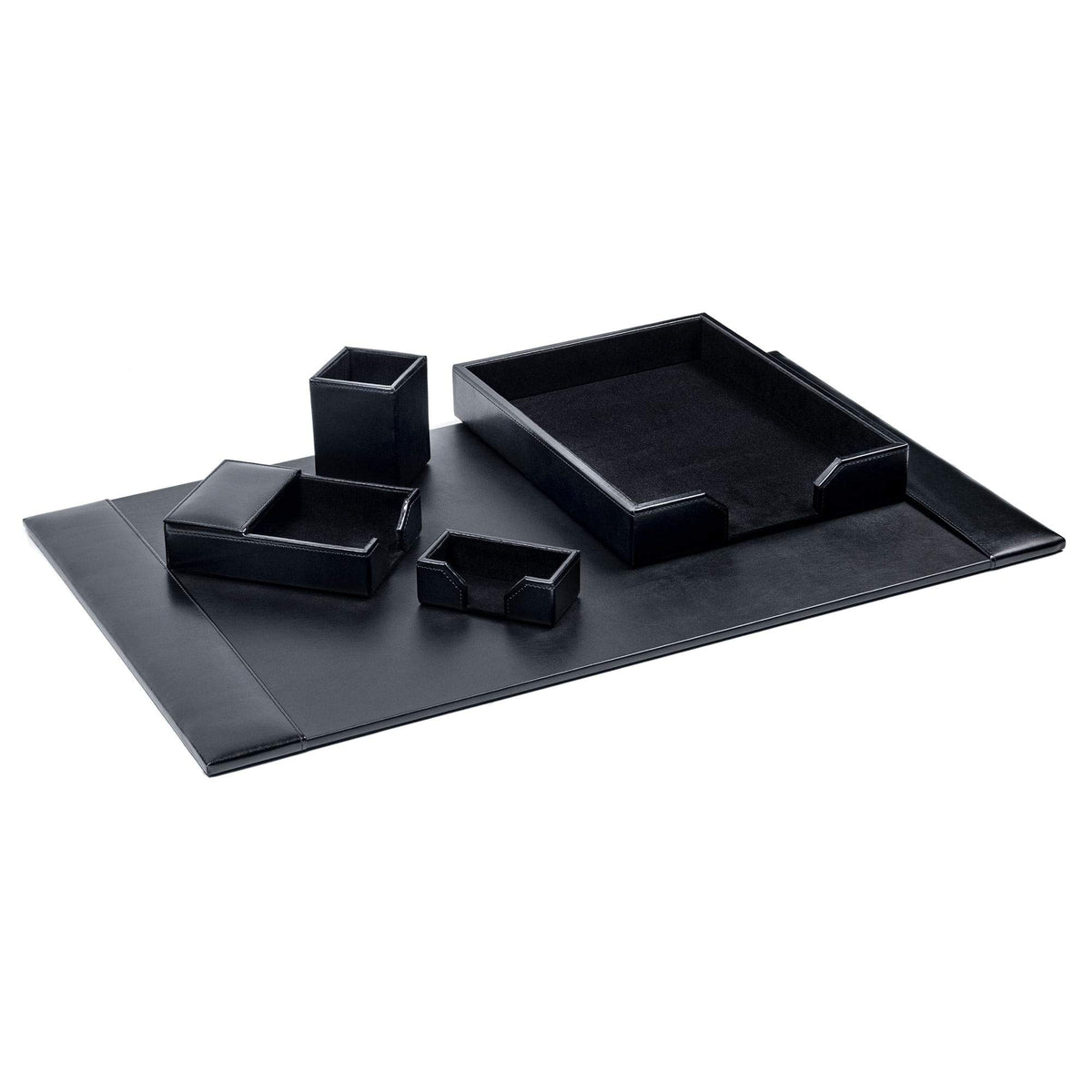 Black Bonded Leather 5-Piece Desk Set Z2199