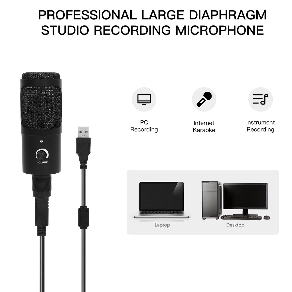 USB Condenser Microphone Kit with Scissor Arm, Shock Mount and Pop Filter O4787