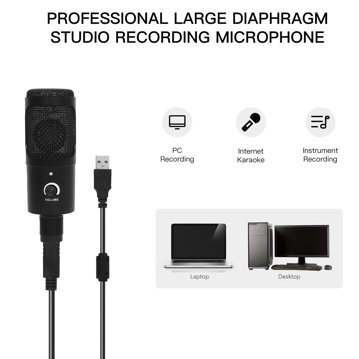 USB Condenser Microphone Kit with Scissor Arm, Shock Mount and Pop Filter O4787