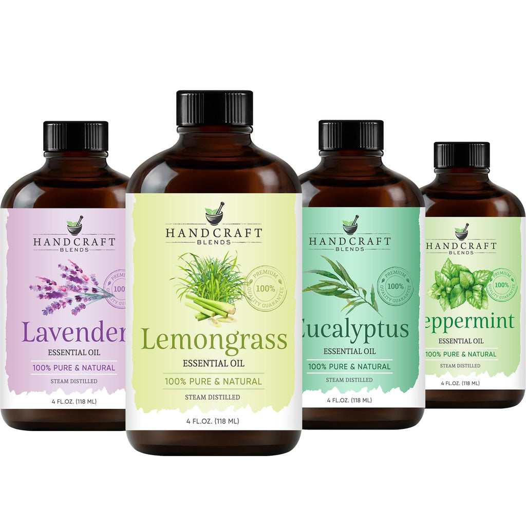 Lemongrass Peppermint Eucalyptus Lavender Essential Oil Set 4 Fl. Oz J93644