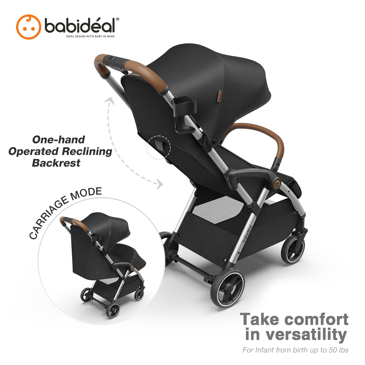 Lightweight Self-Folding Baby Stroller with Canopy and Cup Holder Q4627