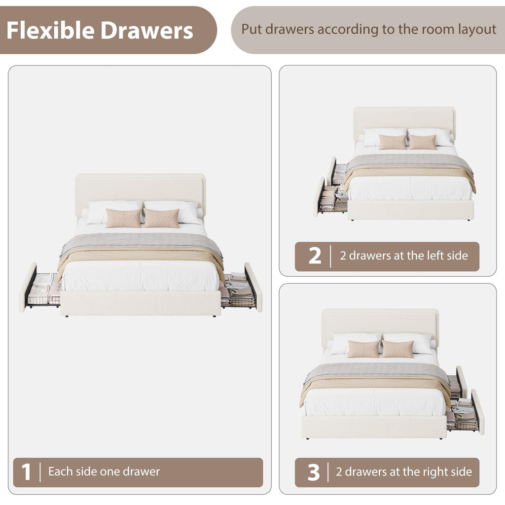 Queen Size Bed Frame with 2 Storage Drawer E54110