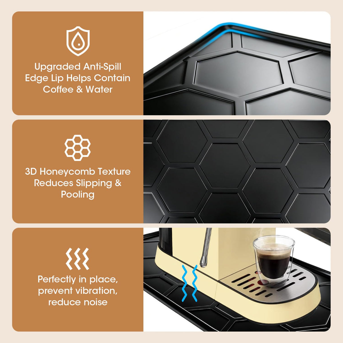 Silicone Coffee Mat 16.1"x8.1" Black B8515