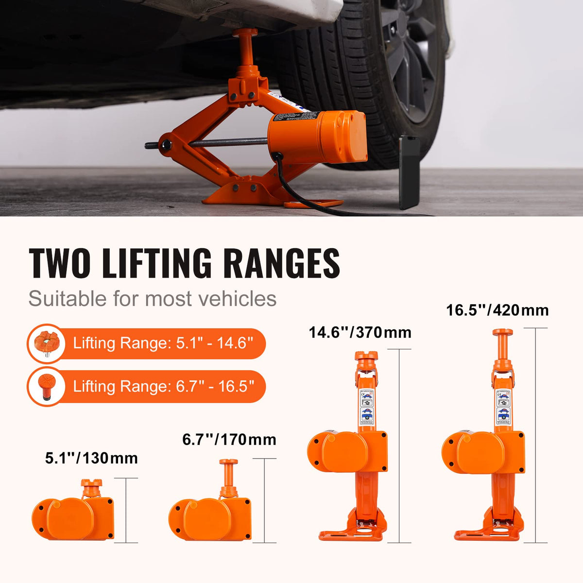 12V Electric Scissor Car Jack 3 Tons with Impact Wrench P73287