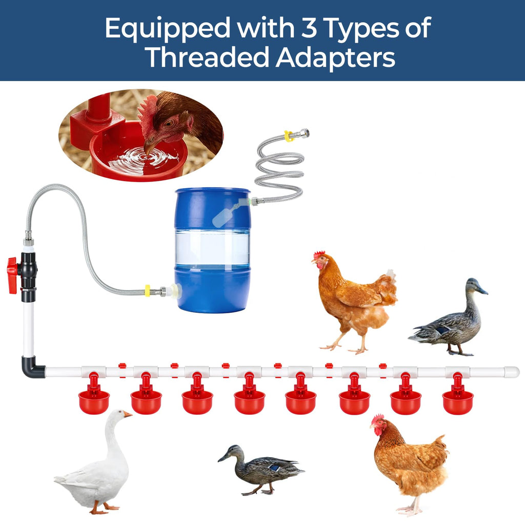 57 Pcs Automatic Chicken Waterer System Set with 8 Water Cups I237000