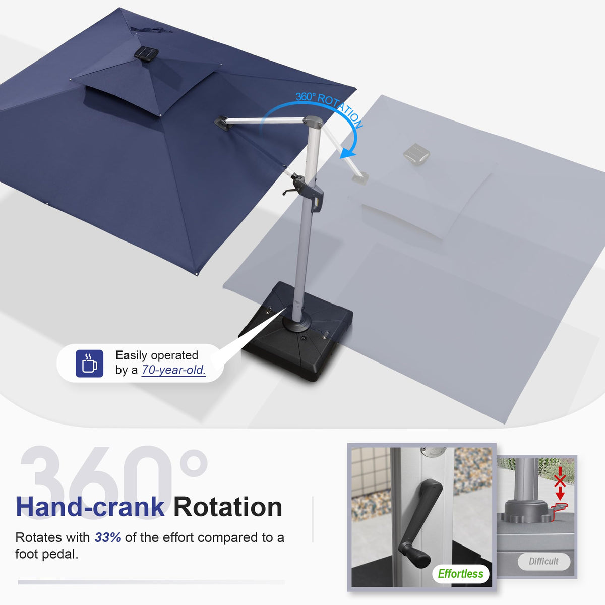 12'X12' Double Top Solar LED Light Patio Umbrella R1487