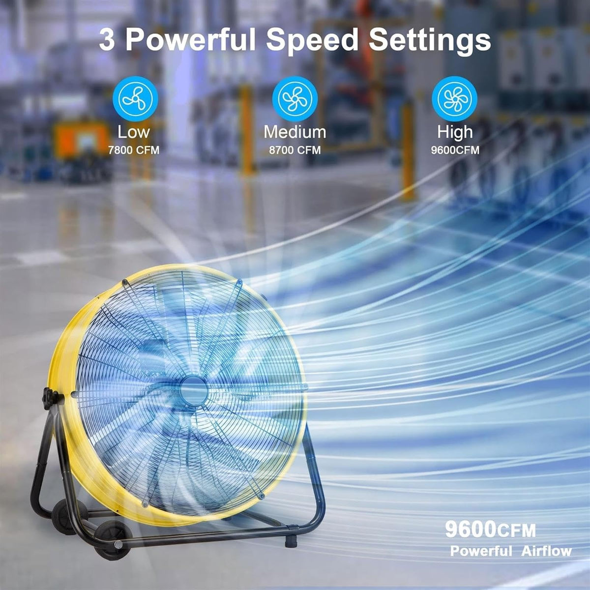 Heavy Duty 3-Speed 20in Floor Drum Fan B721022