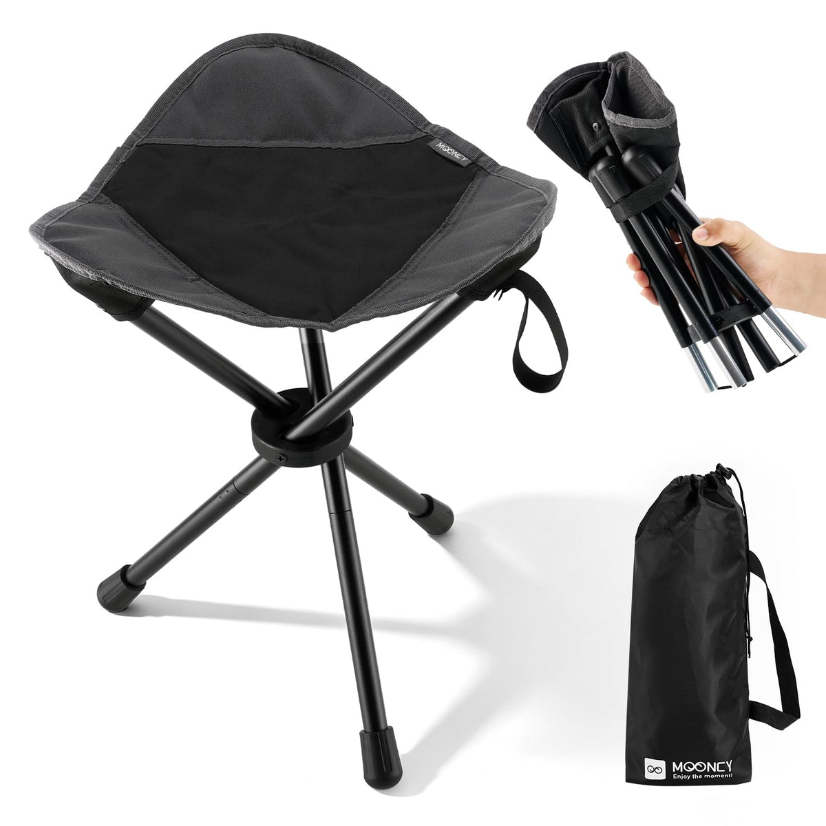 18"×14.5" Aluminum Alloy Folding Camping Stool, Black L4250