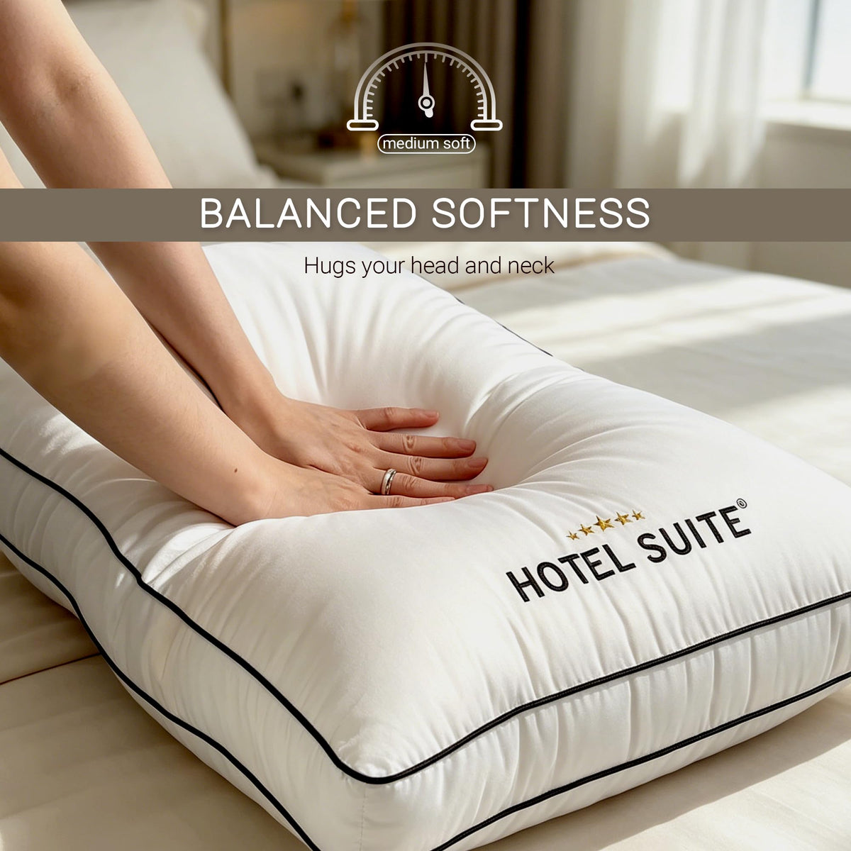 King Size Set of 2 Medium Soft Bed Pillows U411