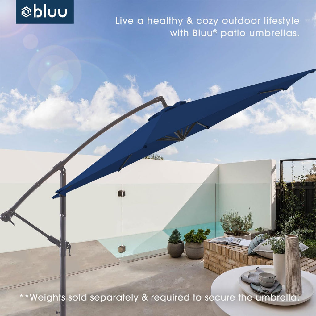 10 FT Navy Blue Patio Offset Umbrella X698037