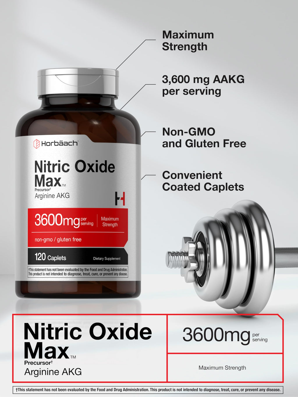Nitric Oxide 3600mg 120 Caplets H3627