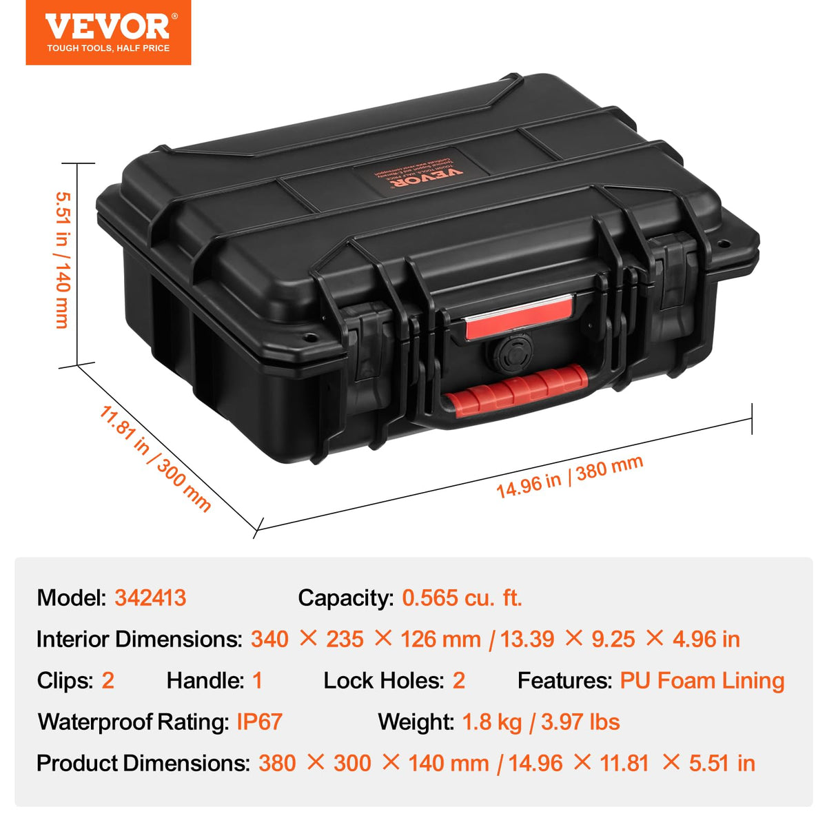IP67 Waterproof Hard Case with Pre-cut Foam H2870