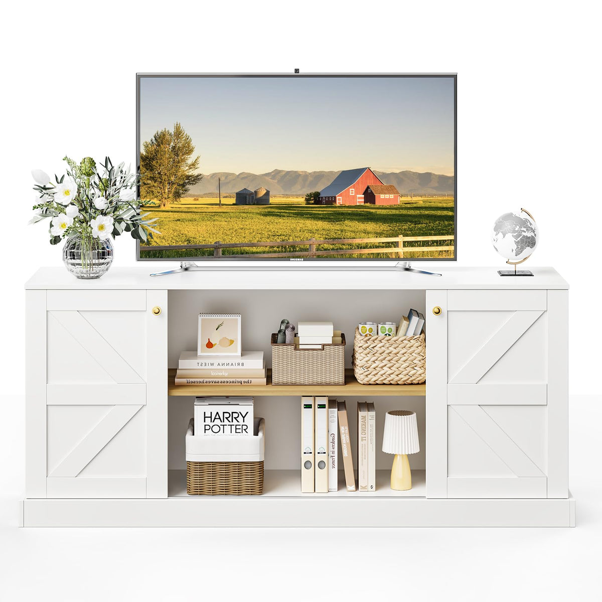 White TV Stand Entertainment Center G898812