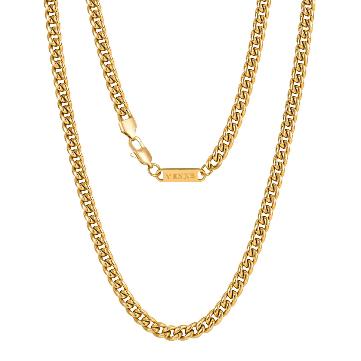 Gold Chain 18K Gold Filled Cuban Link 316L Stainless Steel Necklace E399
