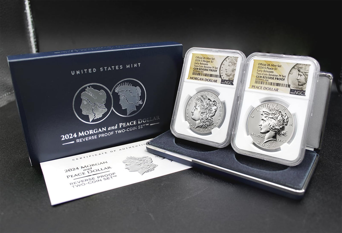 Set of 2 American Silver Morgan and Peace Dollar Q9007