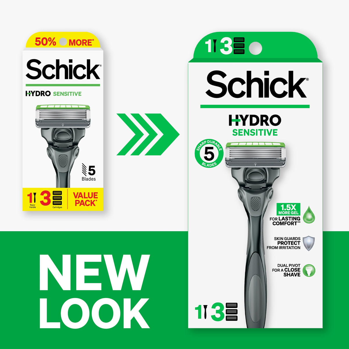 Sensitive 5-Blade Razors with 1 Handle & 3 Refills V44484