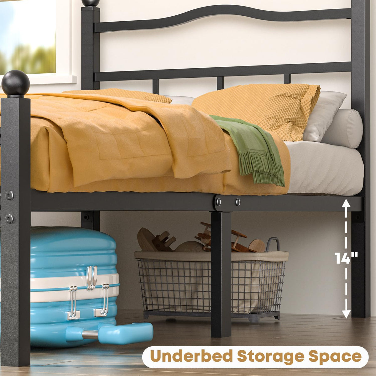 14 Inch Twin Bed Frame with Headboard and Footboard X2984