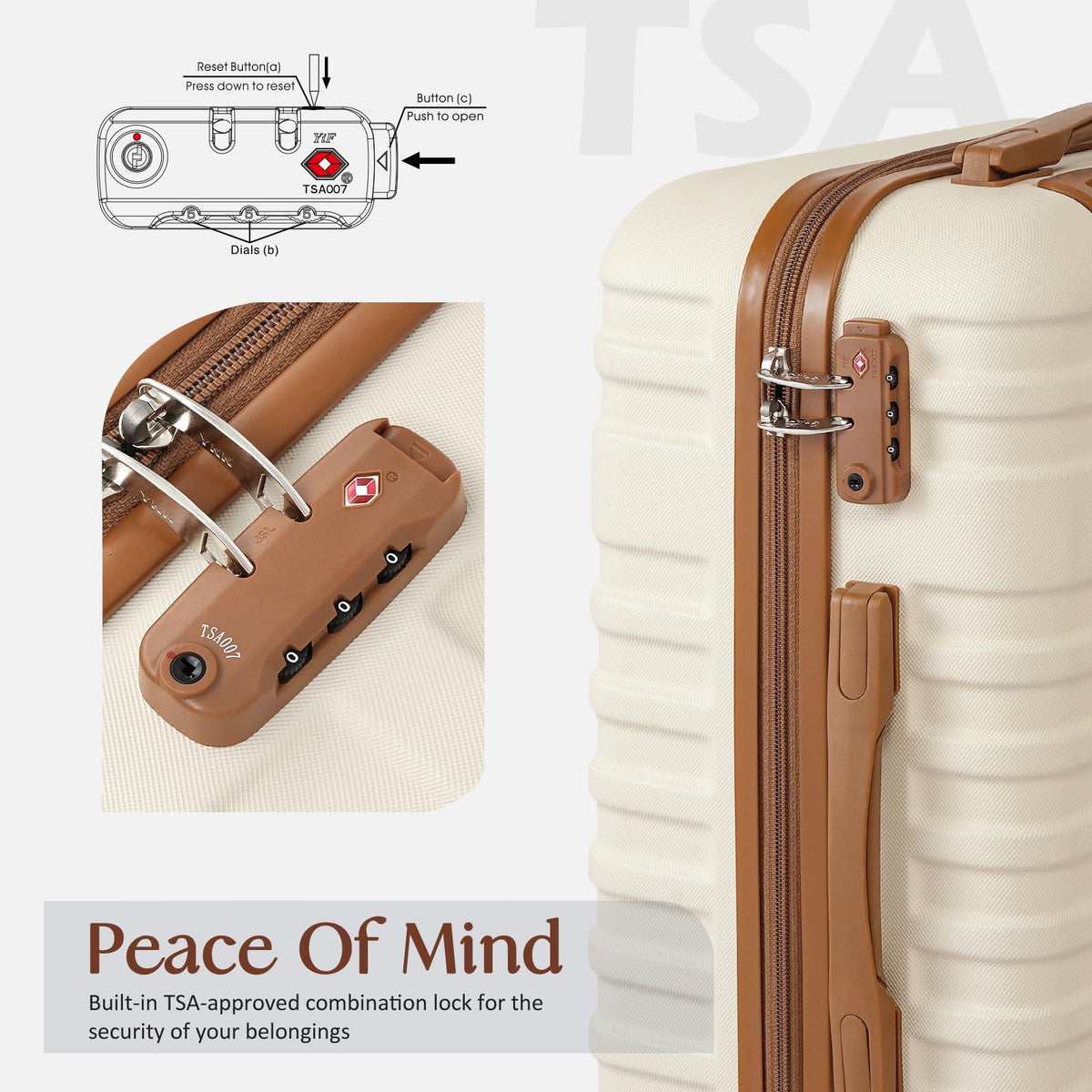 White 3 Piece Hardside Luggage Set W45021