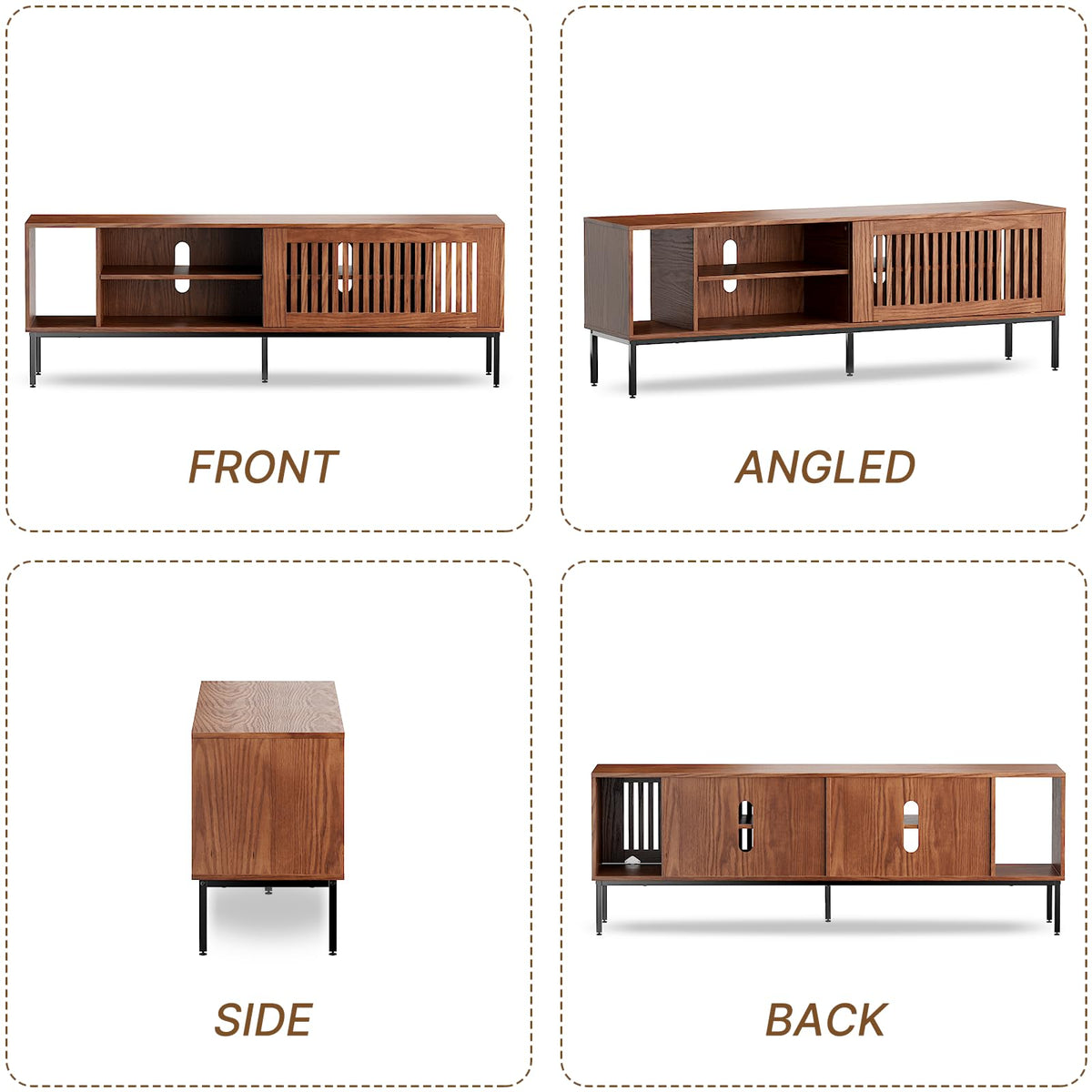 Farmhouse TV Stand for 65-70 Inch TVs with Sliding Barn Door S7387