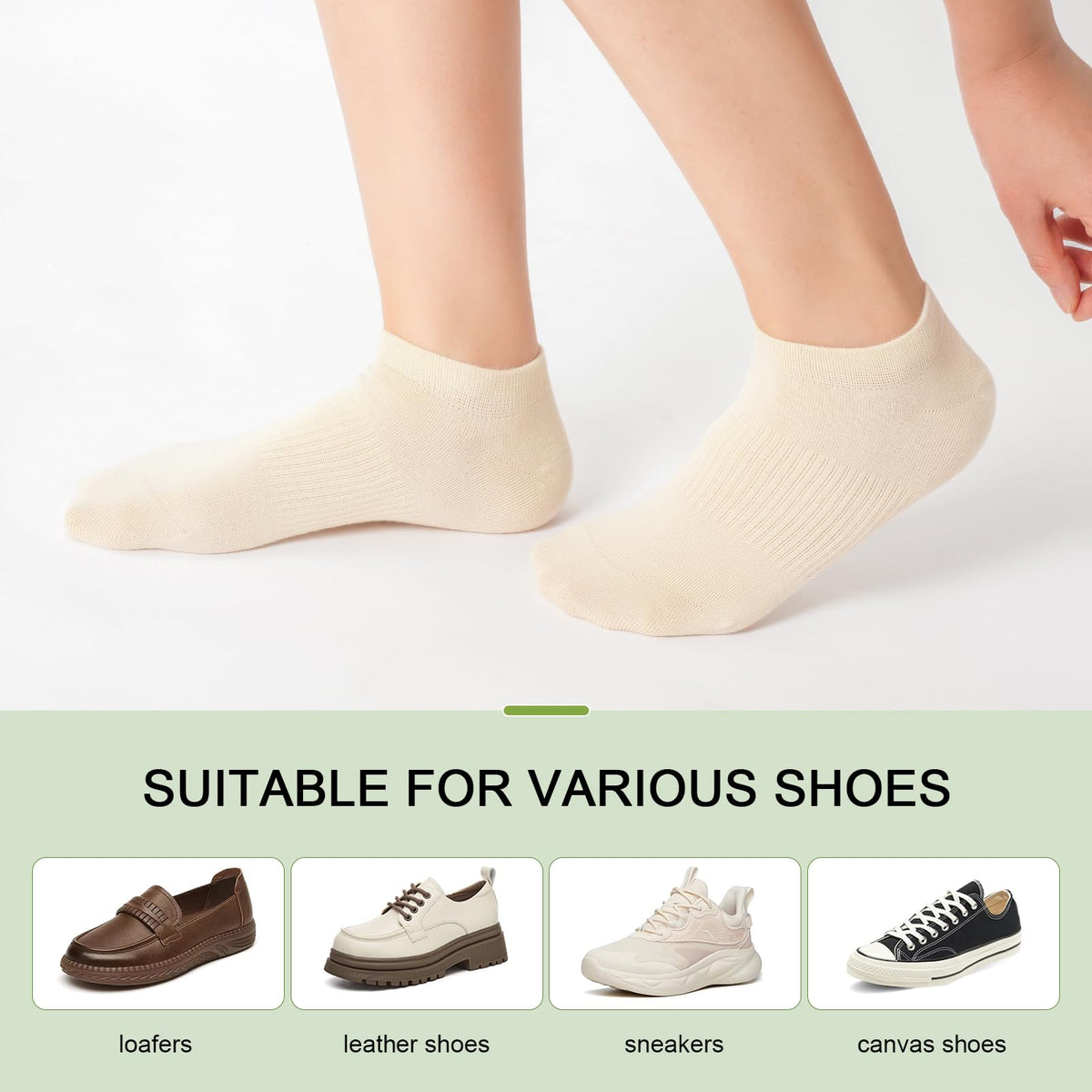 Women's Bamboo Rayon Low Cut Ankle Socks, 5 Pairs W606