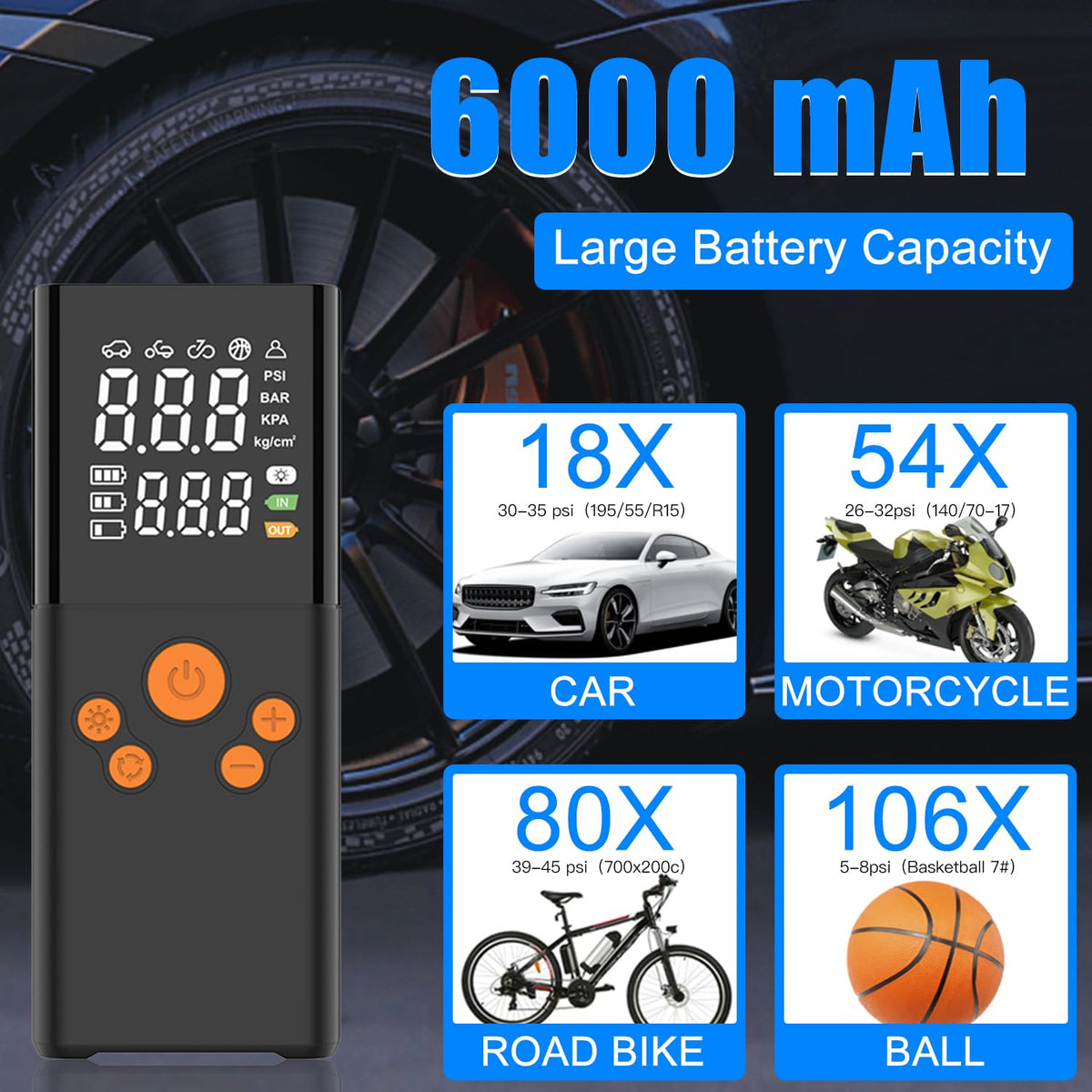 Portable Air Compressor 150PSI Cordless 12V DC V853