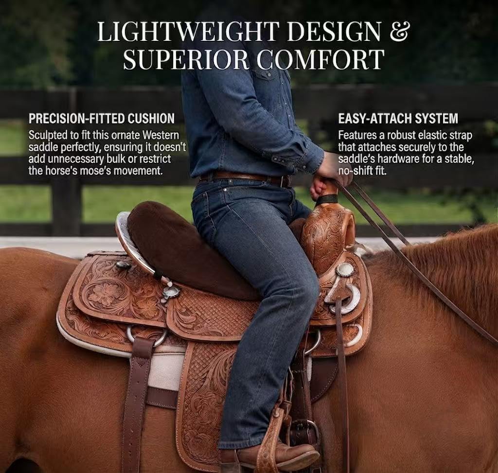 Brown Short Plush Horse Saddle Seat Cushion V7294